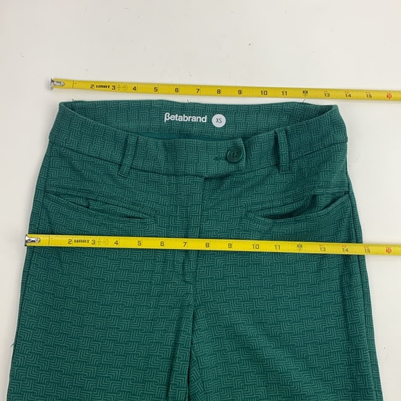 Betabrand Straight leg dress pants Green XS Zip button 4 pocket Cuff hem Stretch - Picture 10 of 13